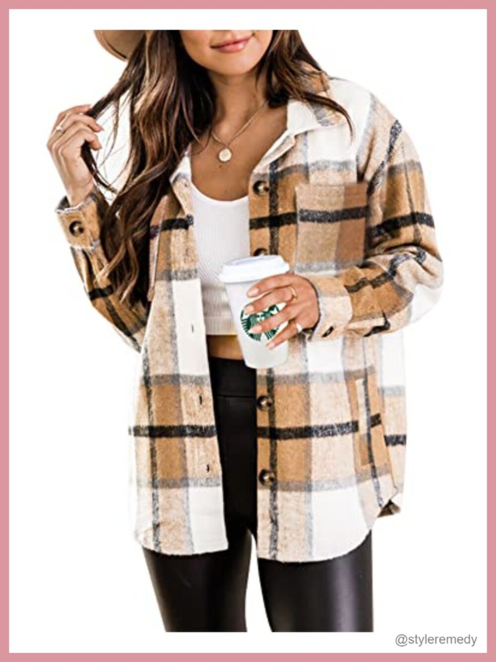 Beaully Women's Plaid Shacket Button Down Shirt Jacket with Pockets